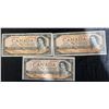 Image 1 : 1954 Bank of Canada $50 Banknotes Lot of 3 Elizabeth II Series