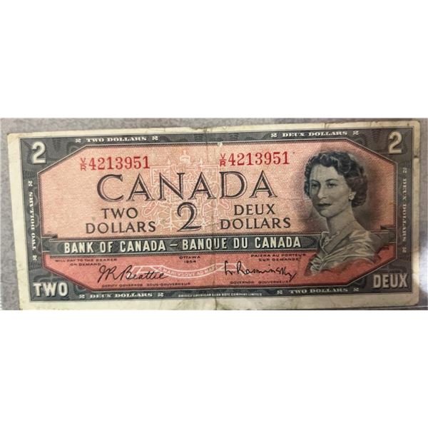 1954 Canadian $2 Banknote