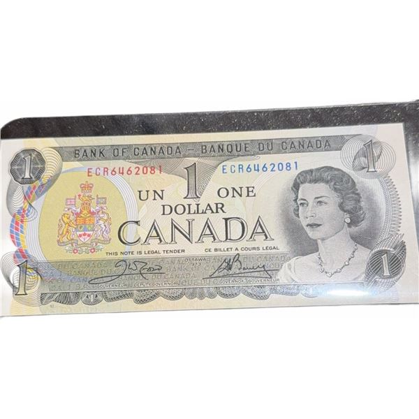 1973 Bank of Canada $1 Dollar Bill, ECR6462081, Elizabeth II