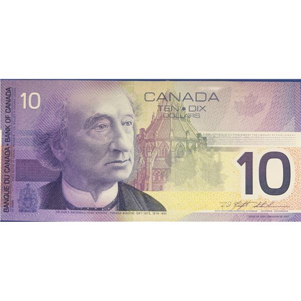 2001 Canada $10 Banknote FDT6394652 Uncirculated