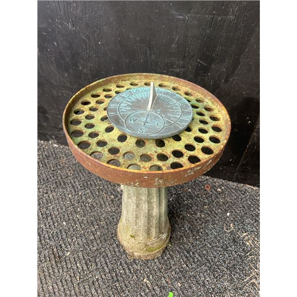 Outdoor Metal Sundial on Fluted Pedestal Base