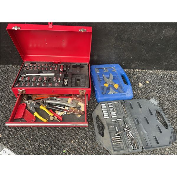 Hand Tool Set With Sockets, Pliers, And Cases