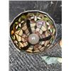 Image 5 : Tabletop Lot: Stained Glass Lamp, Ceramic Vase, Jade Bear Figurine