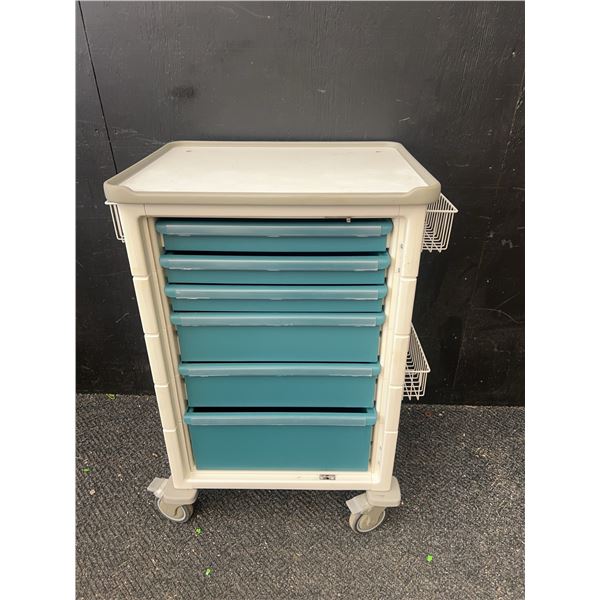 Multi-Drawer Medical Storage Cart With Locking Wheels