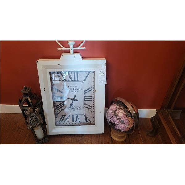 Oversized Wall Clock, Lanterns, Globe A