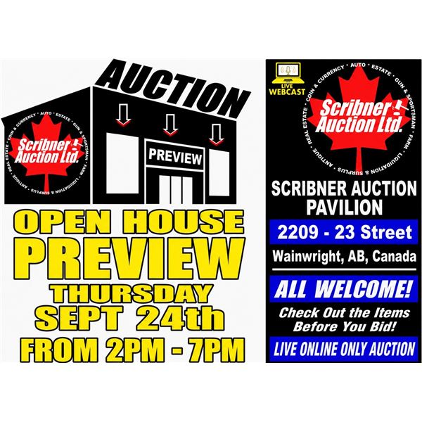 OPEN HOUSE - PREVIEW THURSDAY : SEPT 24th : from 2-7pm Alberta Canada Time