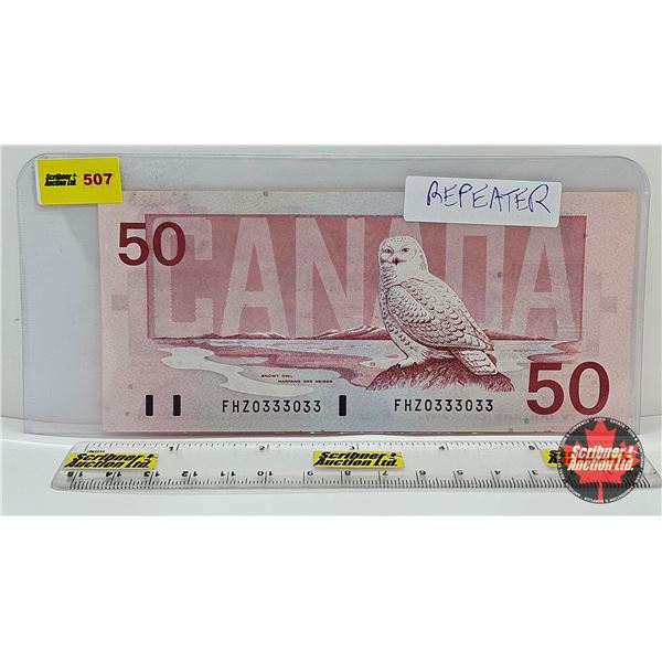 Canada $50 Bill : 1988 "2 Digit" : Knight/Dodge #FHZ0333033