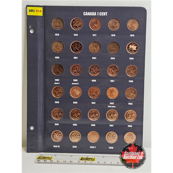 Canada One Cent (Page of 30) : 1975 - 1984 ; 1985 Blunt; 1985 Ptd; 1986-1998 ; 1998W; 1999; 1999P; 2