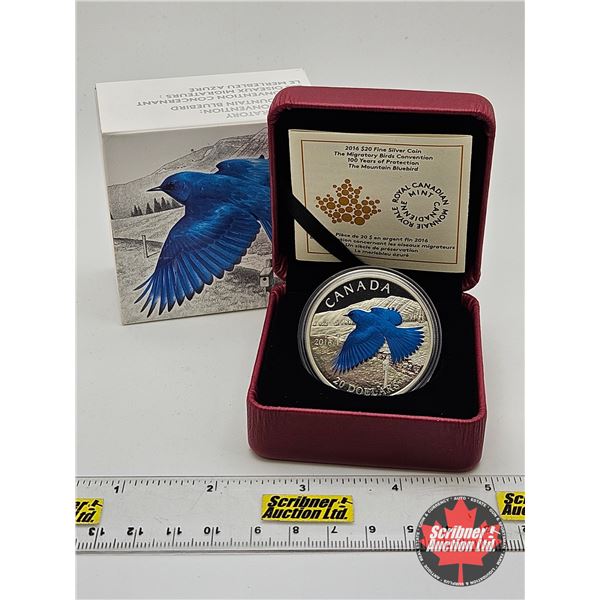 RCM Canada 2016 : $20 Fine Silver Coin : The Mountain Bluebird : The Migratory Birds Convention : 10