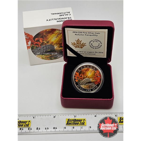 RCM Canada 2016 : $20 Fine Silver Coin : Autumn Tranquillity (COA #2959) (99.99%)