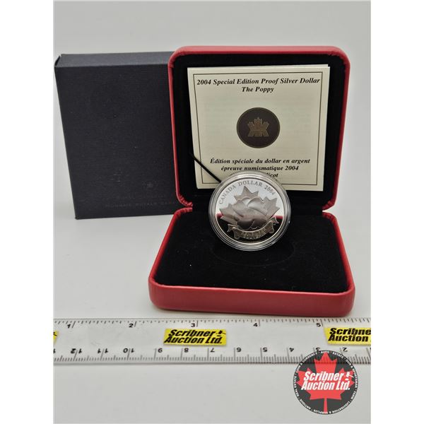 RCM Canada 2004 Special Edition Proof Silver Dollar : The Poppy (COA #15310) (99.99%)
