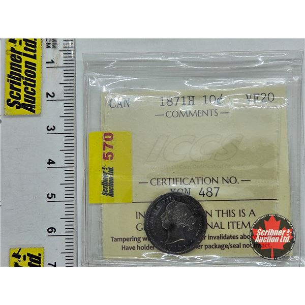 Canada Ten Cent 1871H (ICCS Cert : VF20)