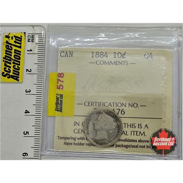 Canada Ten Cent 1884 (ICCS Cert : G4)