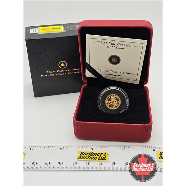 RCM Canada 2007 : $1 Fine Gold Coin : Gold Louis "A Mystery of Gold Lost at Sea" (COA 3194 : 99.99% 