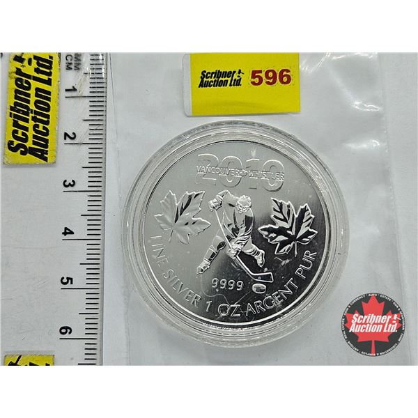 RCM Canada 2010 $5 Fine Silver Coin : Hockey Player : 2010 Olympics Vancouver (1oz .9999)