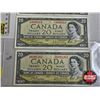 Image 3 : Canada $20 Bills 1954 (4 Bills ~ FW Prefix) : - Beattie/Rasminsky #FW8381262 - Beattie/Rasminsky #FW