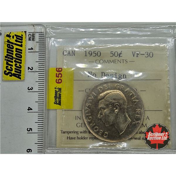 Canada Fifty Cent 1950 "No Design" (ICCS Cert: VF-30)