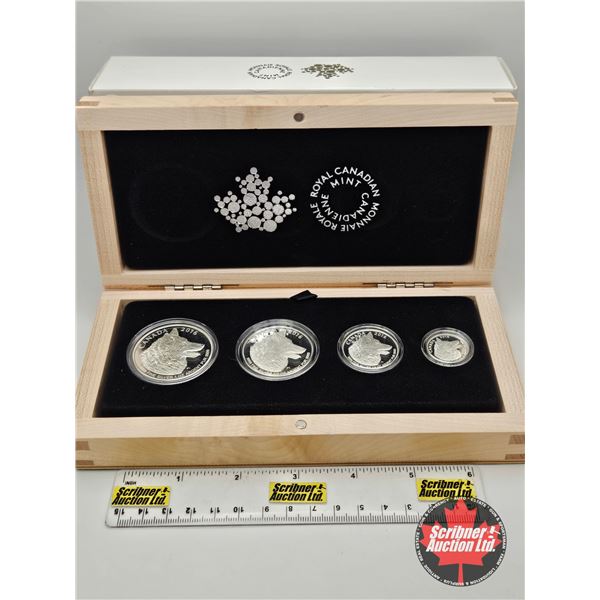 RCM Canada 2016 Silver Fractional Set : Wolf  One Ounce ; 1/2 Ounce 1/4 Ounce; 1/10 Ounce (COA #4132