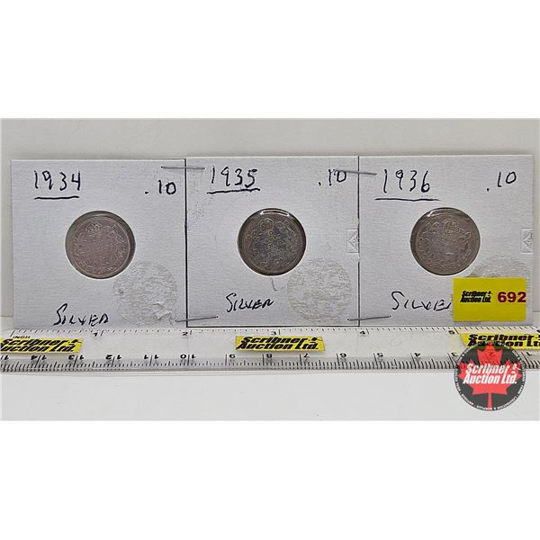 Canada Ten Cent (3): 1934; 1935; 1936