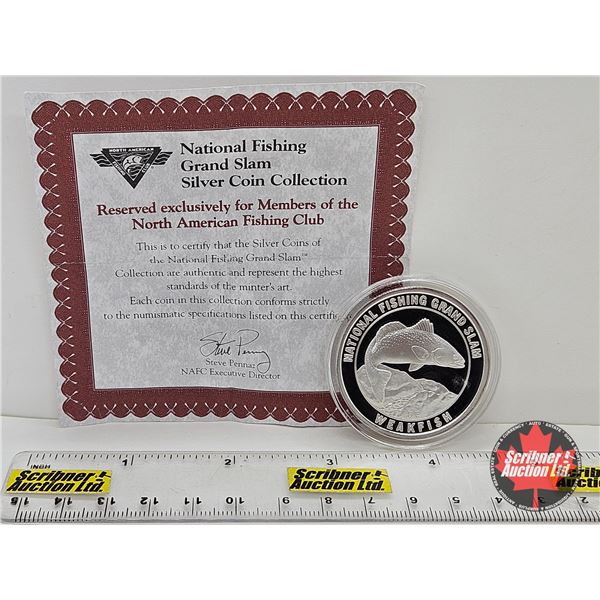National Fishing Grand Slam Silver Coin : Weakfish (COA) (.999)