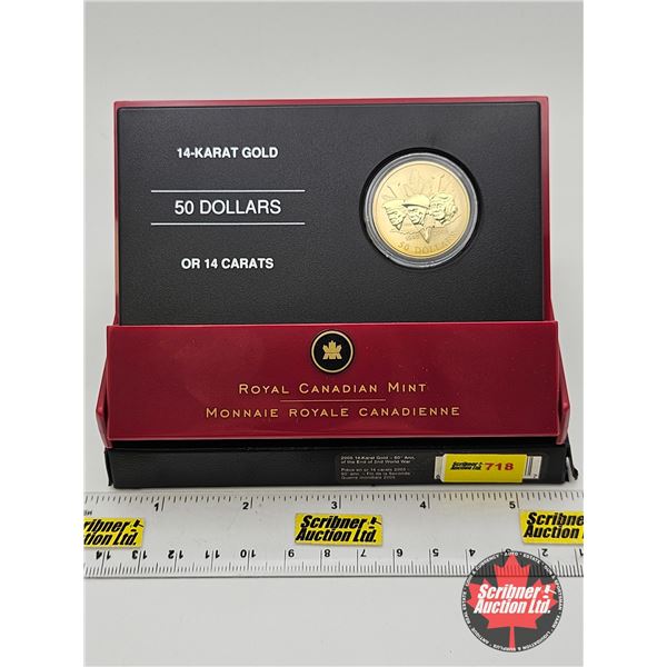 RCM Canada 2005 : $50 Gold Coin : Victory at last! 60th Anniversary of the End of WWII (COA #1910 : 