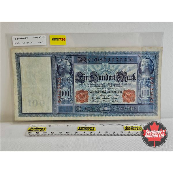1910 German 100 Mark Reichsbanknote
