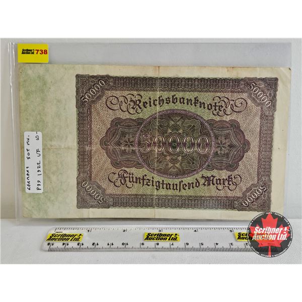 1922 German 50,000 Mark Reichsbanknote