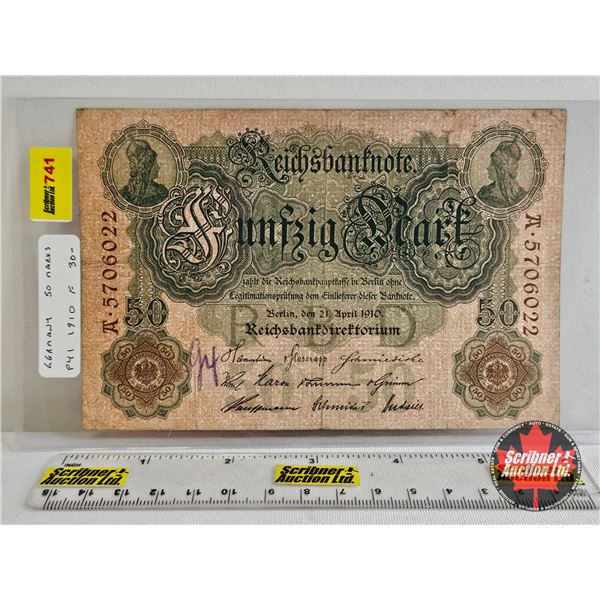 1910 German 50 Mark Reichsbanknote