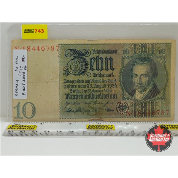 1929 German 20 Mark Reichsbanknote