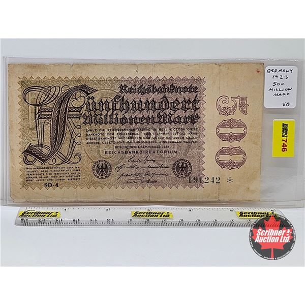 1923 German 500 Million Mark Reichsbanknote
