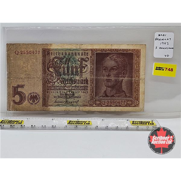 1942 Germany 5 Mark Reichsbanknote