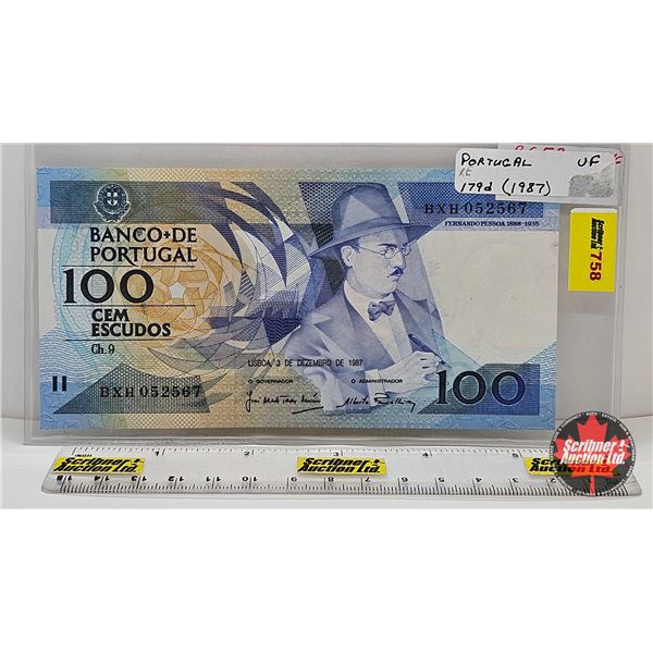 1987 Portugal 100 Escudos Banknote  (Consignor Note : Uncirculated)