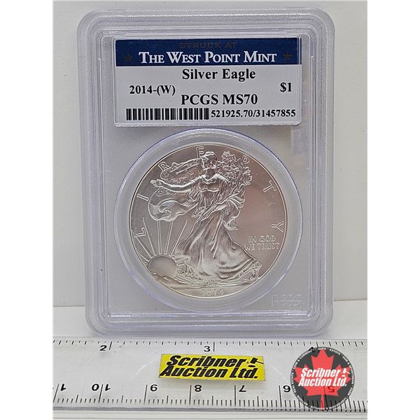 USA 2014 American Eagle Silver Dollar (PCGS Cert: MS70) 1oz Fine Silver