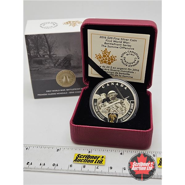 RCM Canada 2016 : $20 Fine Silver Coin : First World War : Battlefront Series The Somme Offensive (C