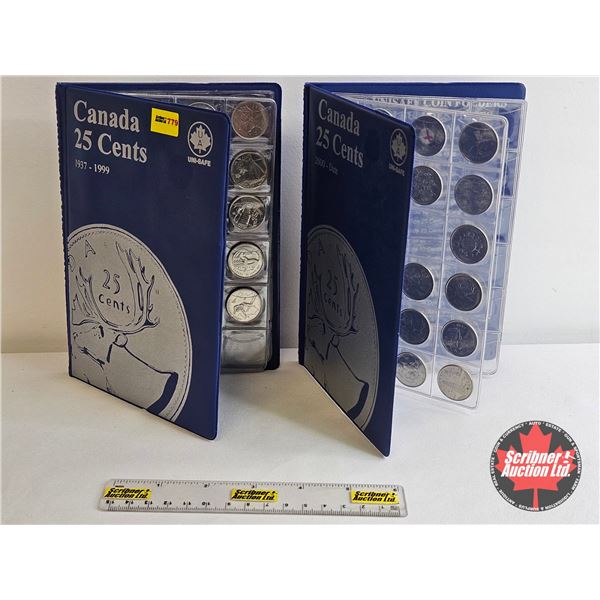 Canada Twenty Five Cent Collection (2 ~ Uni-Safe Portfolios) (35 Coins) 1967; 1968; 1969 & 2000's (V