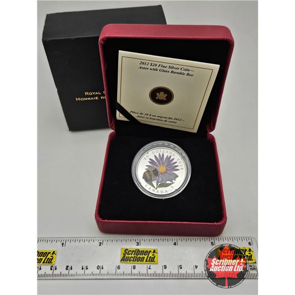 RCM Canada 2012 : $20 Fine Silver Coin : Aster with Glass Bumble Bee (COA #8680) (99.99%)