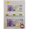 Image 1 : Canada $10 Bills 2001 (2 Sequential) : Knight/Thiessen #FDT2645855-5856