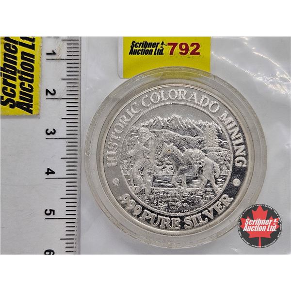 USA Historic Colorado Mining : American Wildlife Series Token (.999 Silver)