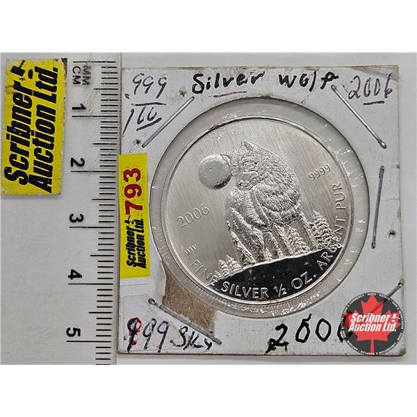 Canada $1 Silver Coin 2006  : 1/2 oz Silver : Timber Wolf (.9999)
