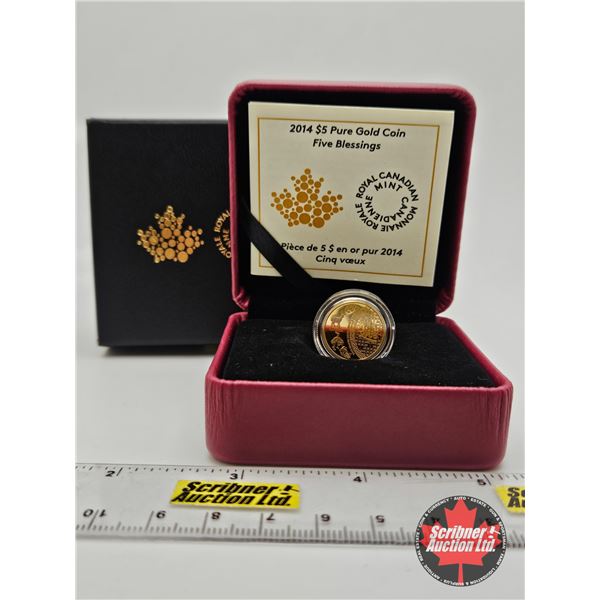 RCM Canada 2014 : $5 Pure Gold Coin : Five Blessings (COA #0010) (99.99% : 3.14 grams)