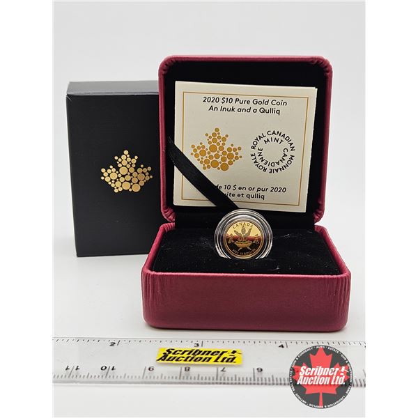 RCM Canada 2020 : $10 Pure Gold Coin : An Inuk and a Qulliq (COA #554) (99.99% : 1.58 grams)