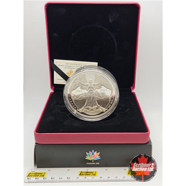 RCM Canada 2017 : $100 Fine Silver Coin : Historia tua epos est : The 150th Anniversary of Canadian 