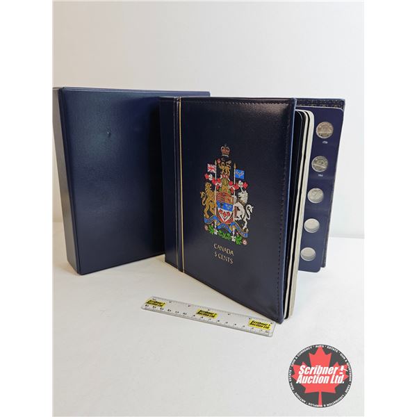 Canada Five Cent Collection in Blue Leuchtturn Lighthouse Collector Portfolio (76 Coins) (1953 - 202