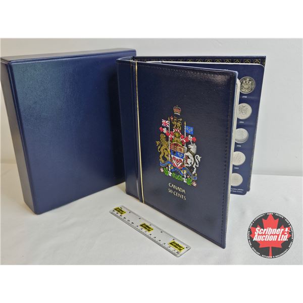 Canada Fifty Cent Collection in Blue Leuchtturn Lighthouse Collector Portfolio (48 Coins) (1958 - 20