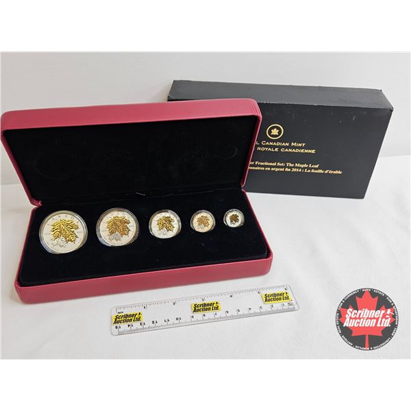 RCM Canada 2014 Fine Silver Fractional Set : The Maple Leaf One Ounce ; 1/2 Ounce 1/4 Ounce; 1/10 Ou