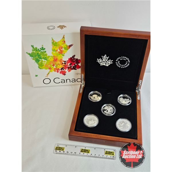 RCM Canada 2014 : O Canada : $25 Fine Silver ~ Five-Coin Set (99.99%) - The Arctic Fox and the North