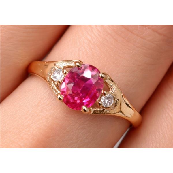 10k(1.3g), Lab Ruby (0.5ct), Diamond (0.1ct) Ring, Size 6 Appraised value $1260