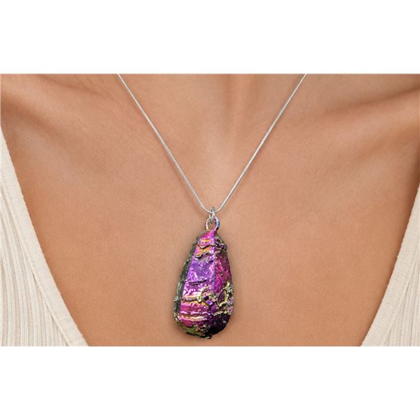 Silver(13g),  Rainbow Titanium Aura Quartz Necklace App 18" Retail value $200