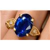 Image 1 : 10k(2.7g), Blue Sapphire (4ct), Lab Diamond (0.06ct) Ring, Size 7 Retail value $3500