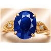Image 2 : 10k(2.7g), Blue Sapphire (4ct), Lab Diamond (0.06ct) Ring, Size 7 Retail value $3500